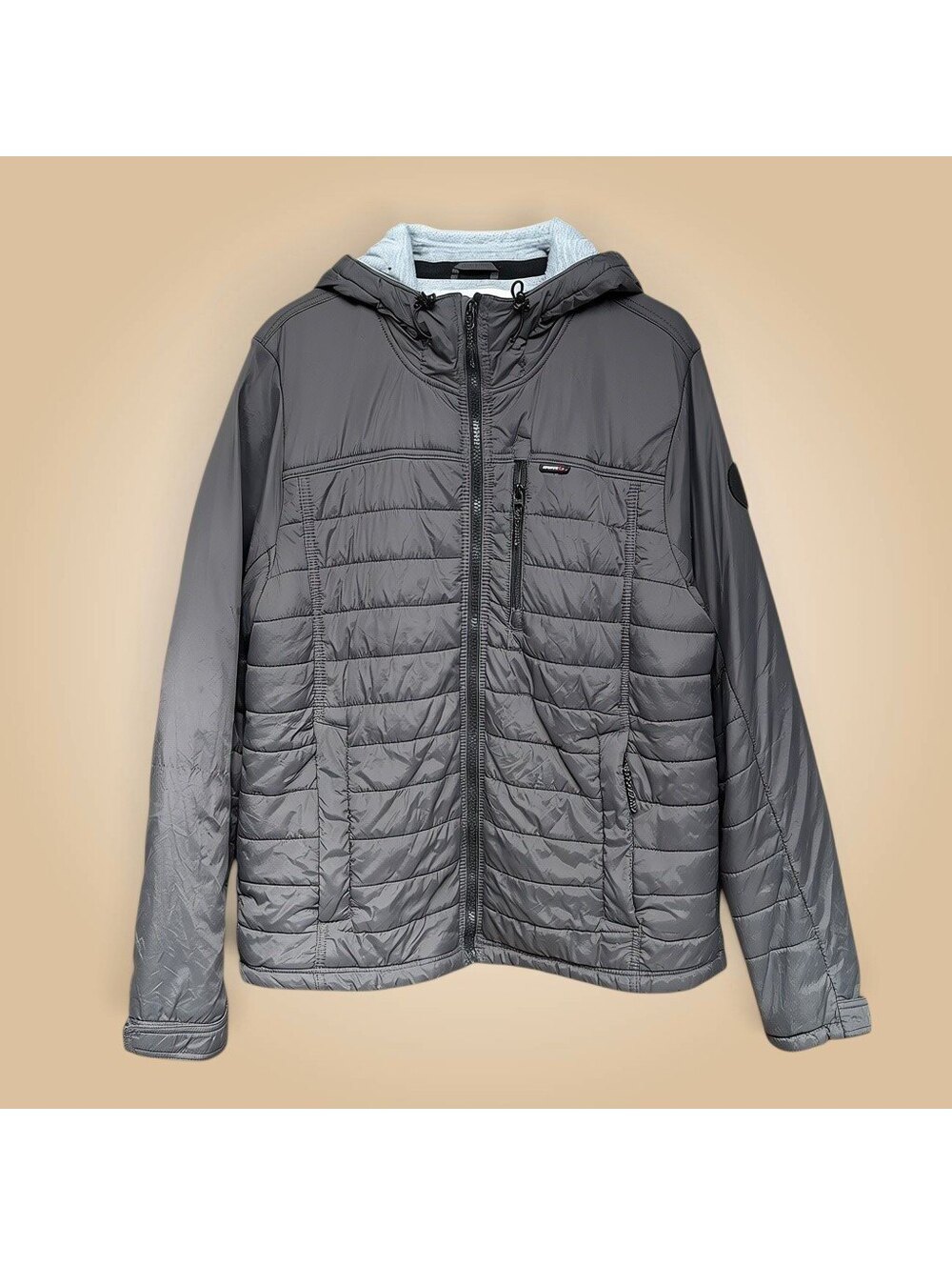 Gerry SE Gray Hooded Puffer Jacket | M